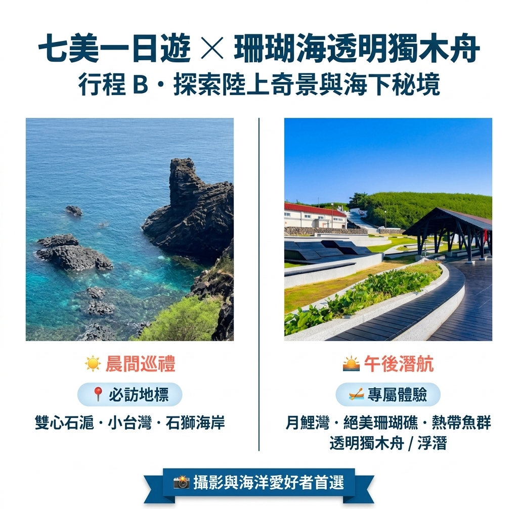🛶七美1日遊+珊瑚海透明獨木舟-B活動